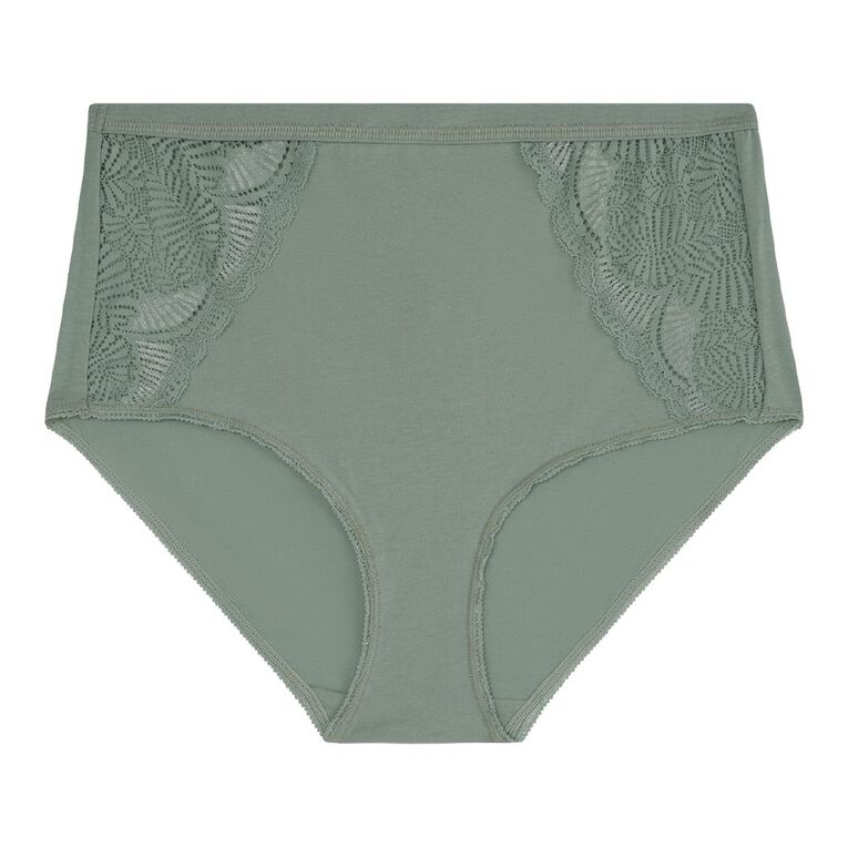 H&H Women's Cotton Lace Full Briefs, Green, hi-res