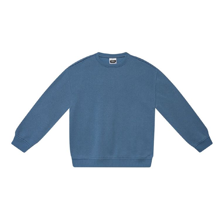 Young Original Plain Crew Sweatshirt, Blue Mid, hi-res