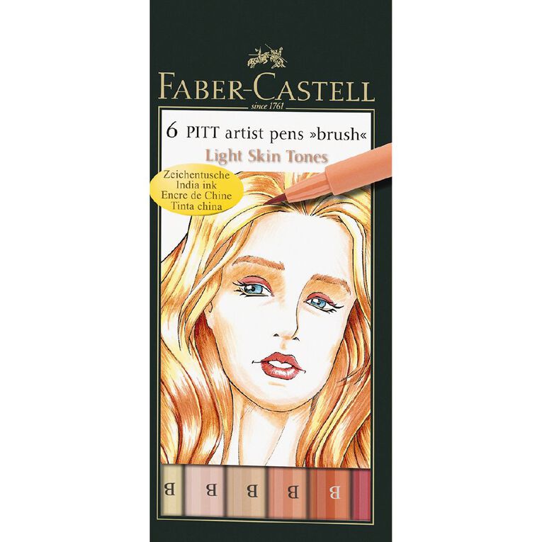 Faber-Castell Pitt Artist Brush Pens Light Skin Tones 6 Pack, , hi-res