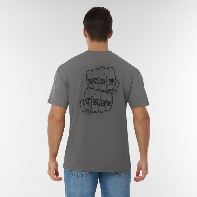H&H Men's Relaxed Fit Graphic Tee, Grey Dark Fist, hi-res
