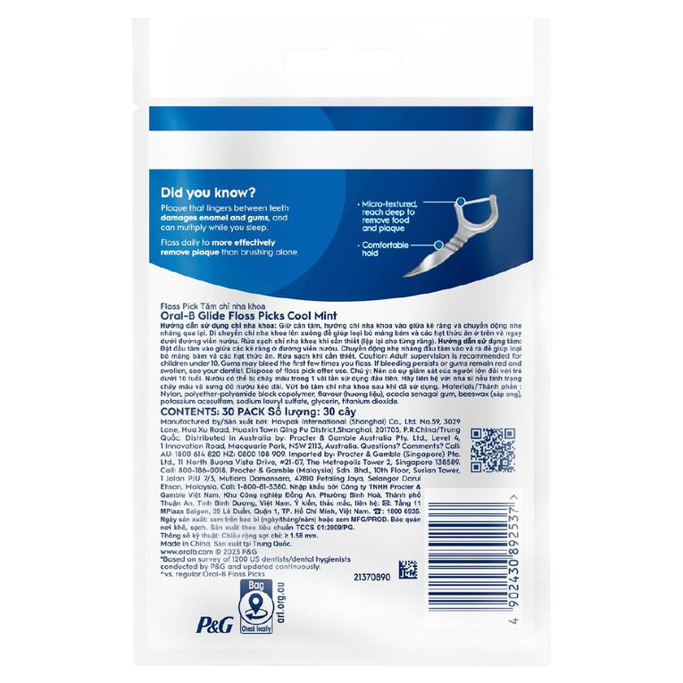 Oral-B Glide Deep Clean Floss Picks 30 Pack, , hi-res