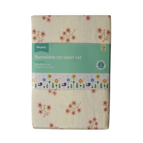 Babywise Flannelette Sheet Floral 2 Pack