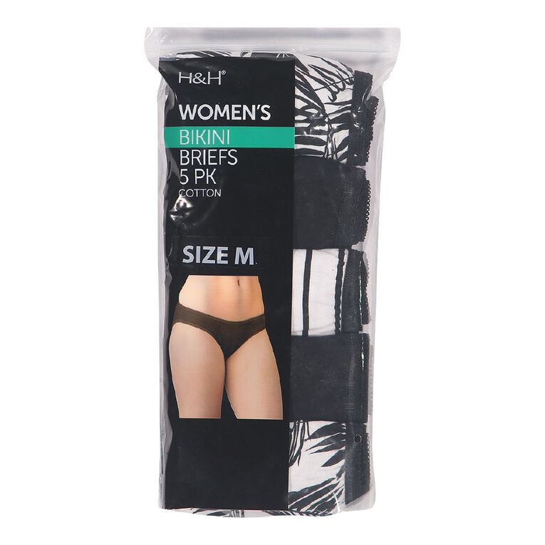 H&H Women's Cotton Bikini Briefs 5 Pack, White, hi-res