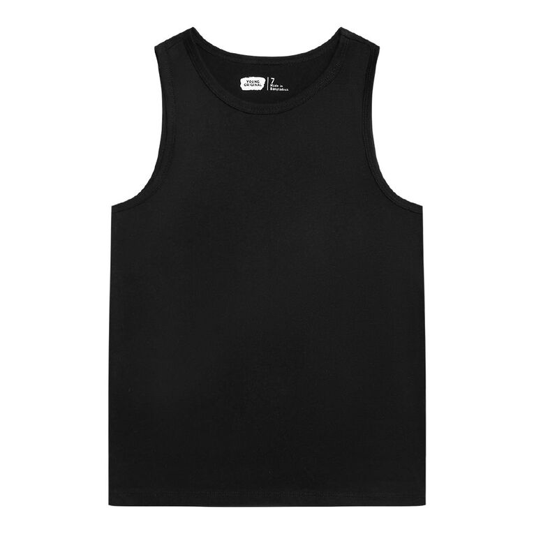 Young Original Plain Singlet, Black, hi-res