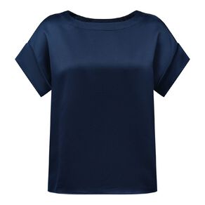 H&H Women's Short Sleeve Satin Shell Top