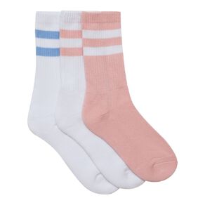 H&H Girls' Striped Crew Socks 3 Pack