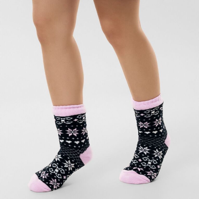H&H Women's Sherpa Half Crew Socks 1 Pack, Black, hi-res