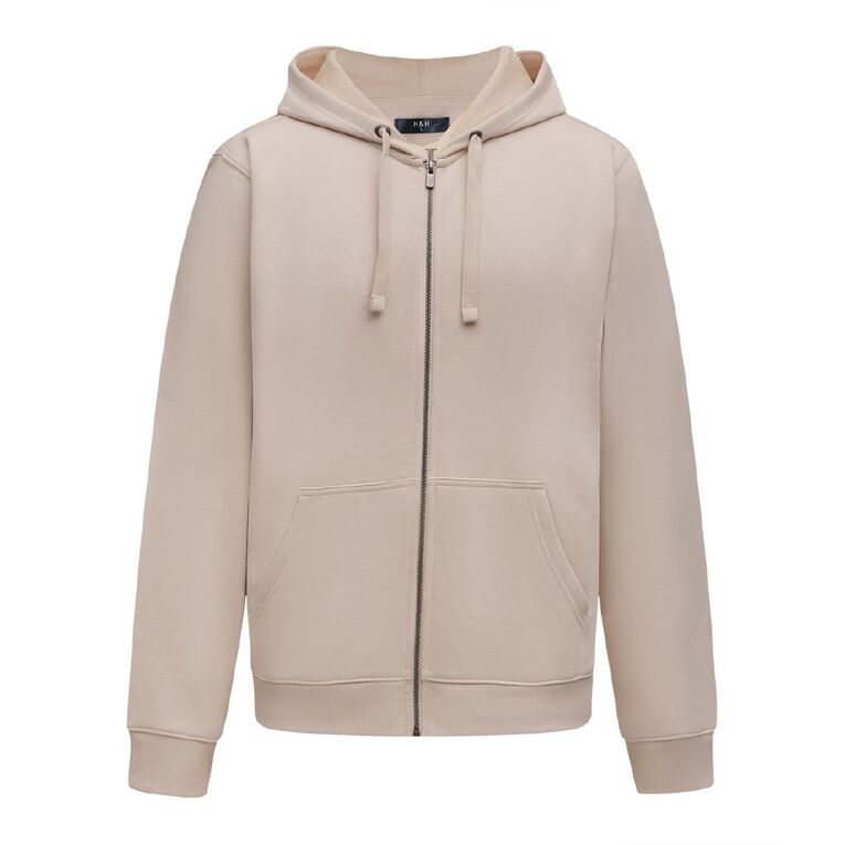 H&H Men's Zip Front Hood Sweat, Brown Light, hi-res