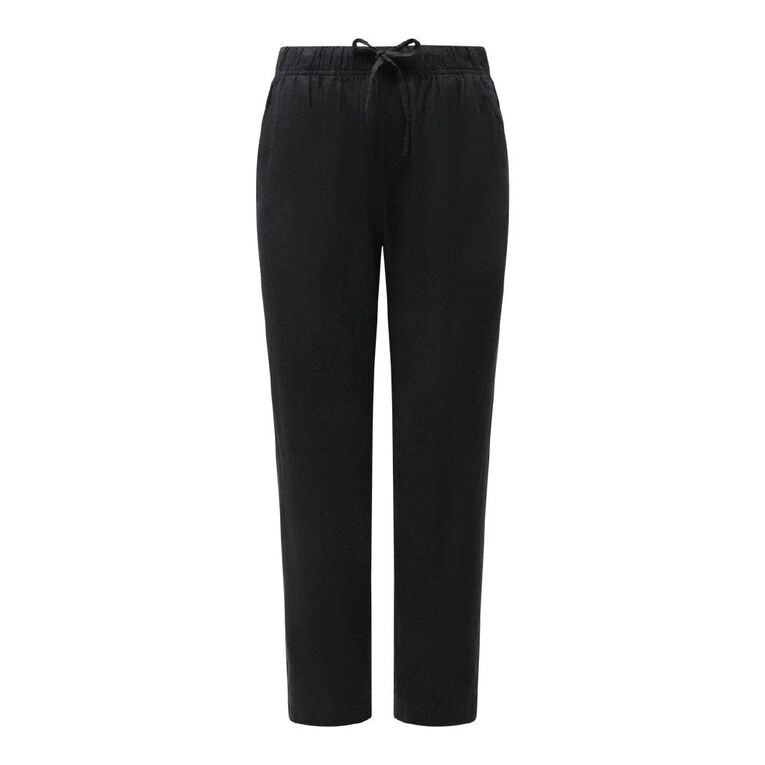 H&H Women's Linen Blend Tapered Pants, Black, hi-res