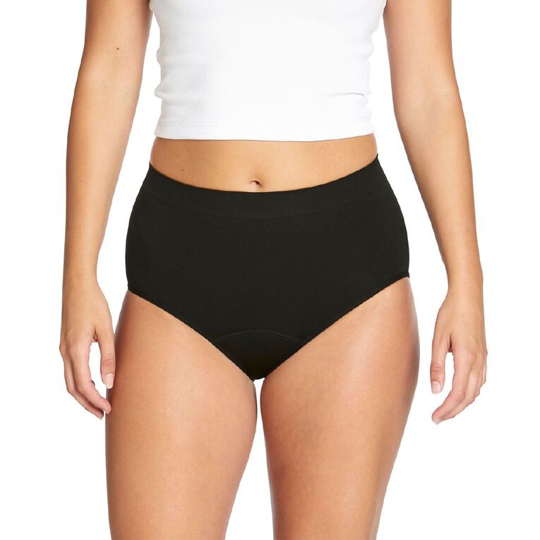 Love Luna Women's Seamfree Period Full Briefs, Black, hi-res
