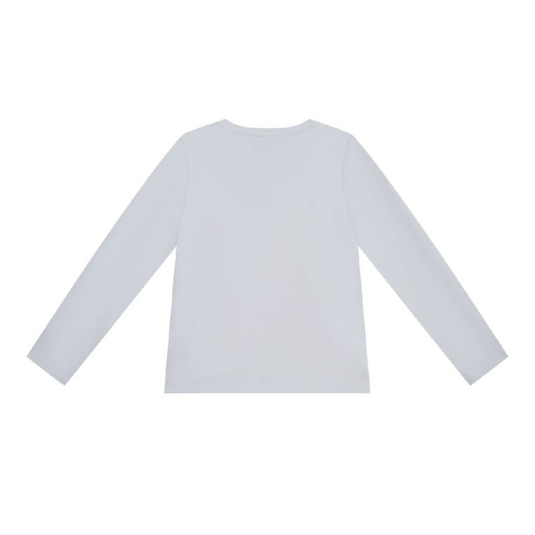 Young Original Long Sleeve Plain Tee, White, hi-res