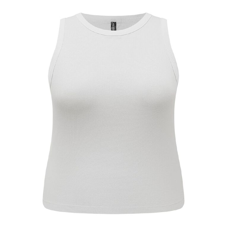 H&H Plus Women's Curve Rib Tank, White, hi-res