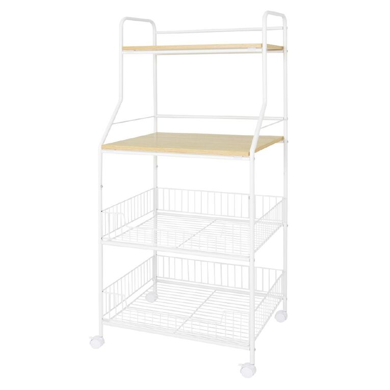 Living & Co 4 Tier Kitchen Storage Unit White, , hi-res