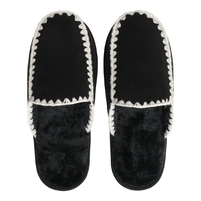 H&H Women's Bridey Scuff Slippers, Black, hi-res
