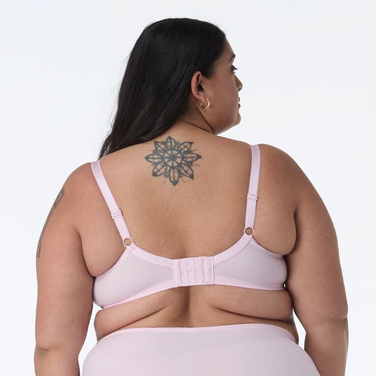 H&H Women's Lexi Solid & Lace Full Cup Bra, Pink Light, hi-res