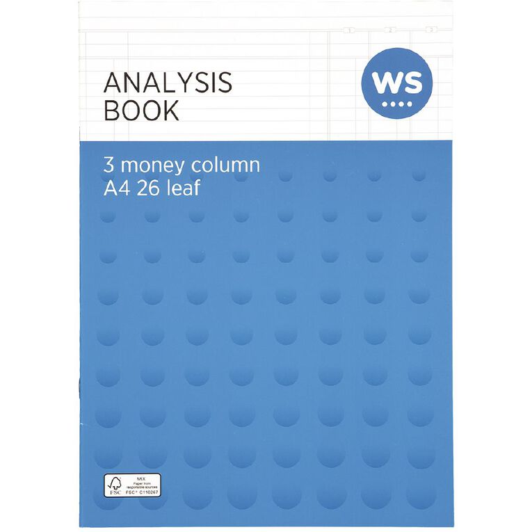 WS Analysis Book 3 Column Green Mid A4, , hi-res