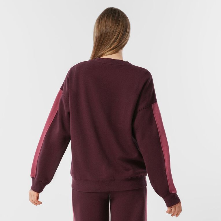 H&H Women's Wide Stripe Crew, Red Dark, hi-res