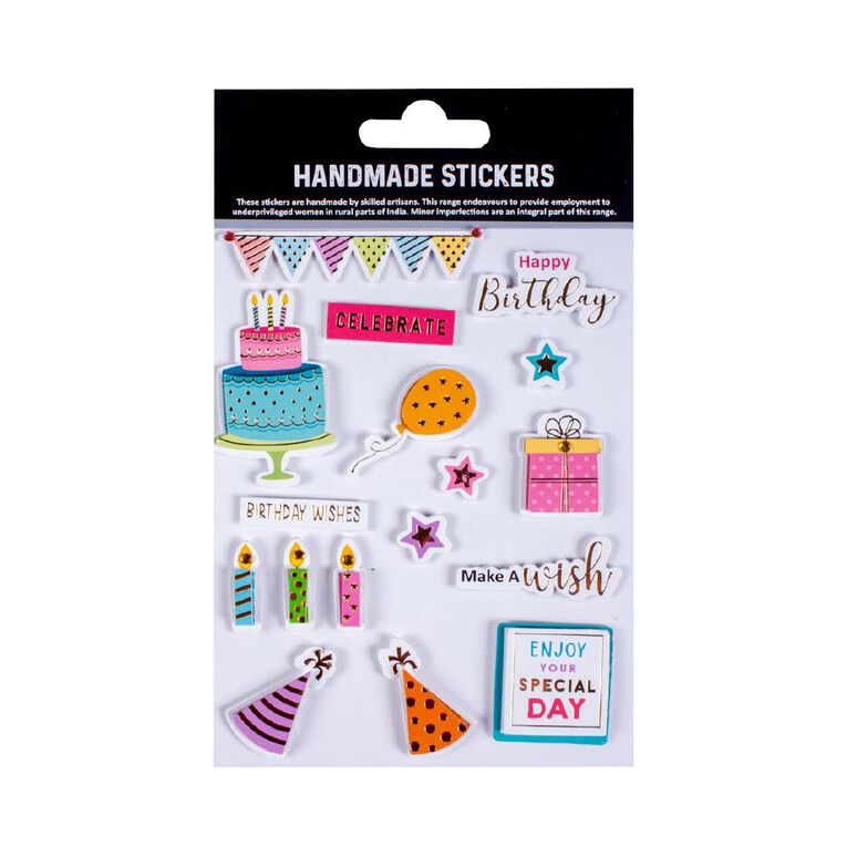Foil Handmade Sticker - Make A Wish 17Pc, , hi-res