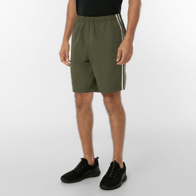 Active Intent Men's Double Striped Shorts, Green Mid, hi-res