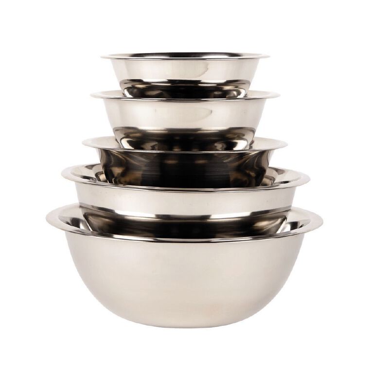Living & Co Nested Bowls Set Stainless Steel 5 Pack, , hi-res