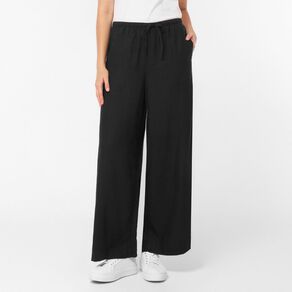 H&H Women's Linen Blend Tie Waist Pants