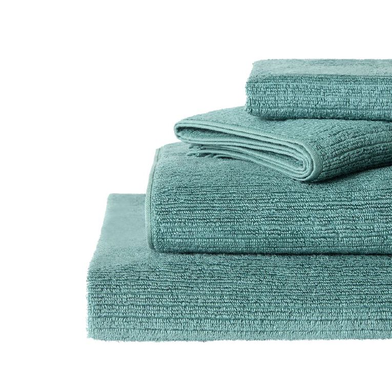 Living & Co Plush Ribbed Spa Towel Green 90cm x 150cm, Green, hi-res