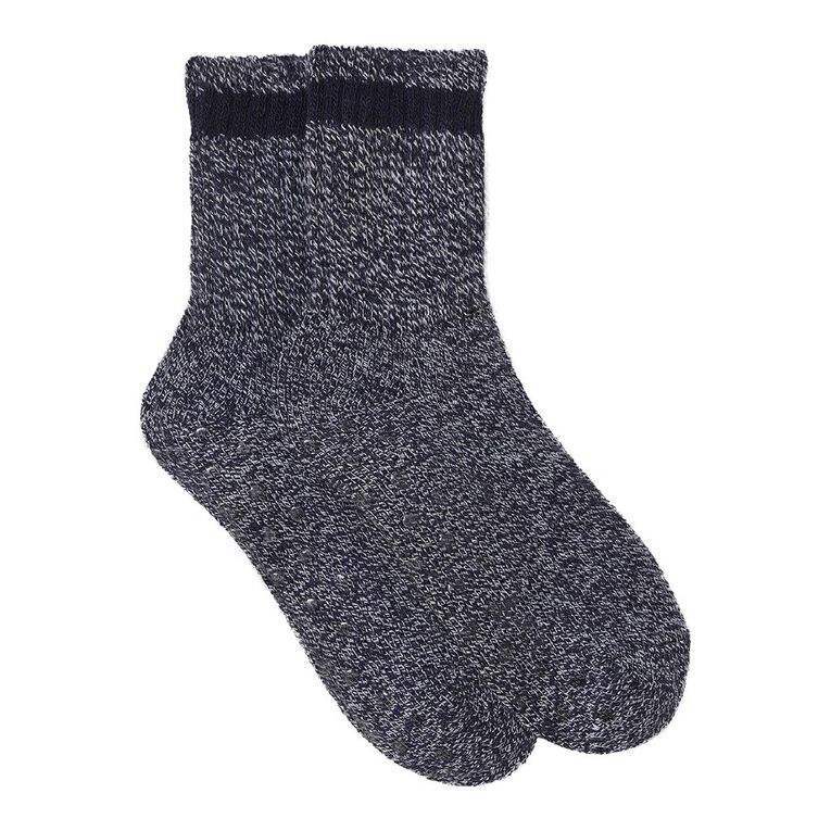 H&H Boys' Brushed Half Crew Socks 2 Pack, Navy, hi-res