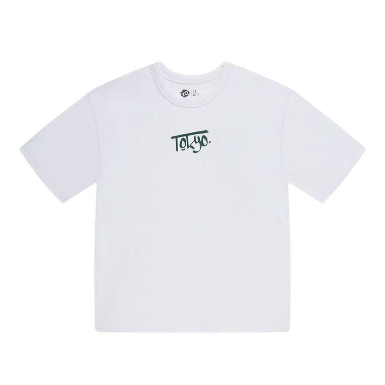 Young Original Short Sleeve Boxy Tee, White, hi-res