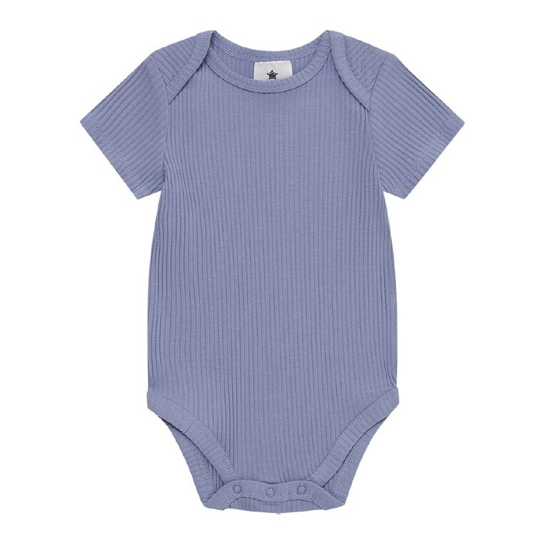 Young Original Babys' Short Sleeve Rib Bodysuit 3 Pack, Blue Light, hi-res