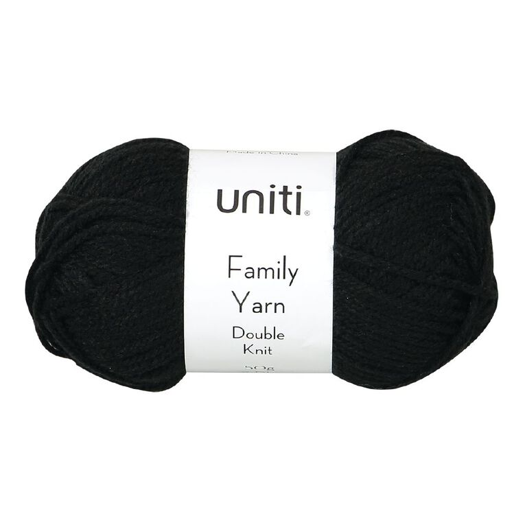 Uniti Double Knit Family Yarn Black 50g, , hi-res