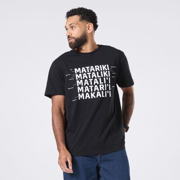 MLC Adults' Matariki Tee, Black, hi-res