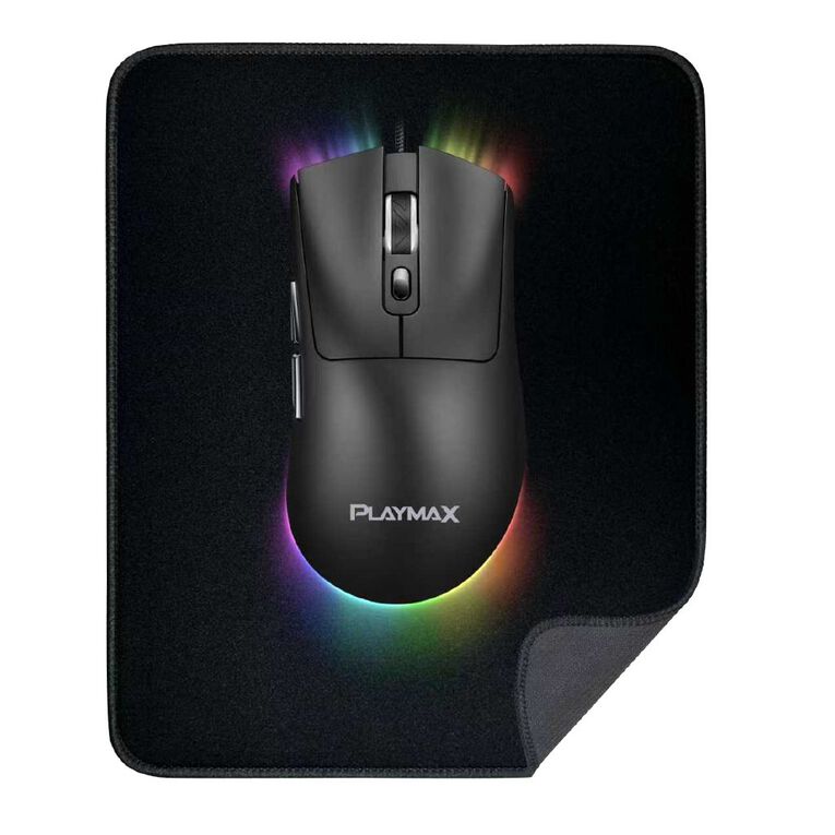 Playmax RGB Gaming Mouse With Mini Mat Black, , hi-res
