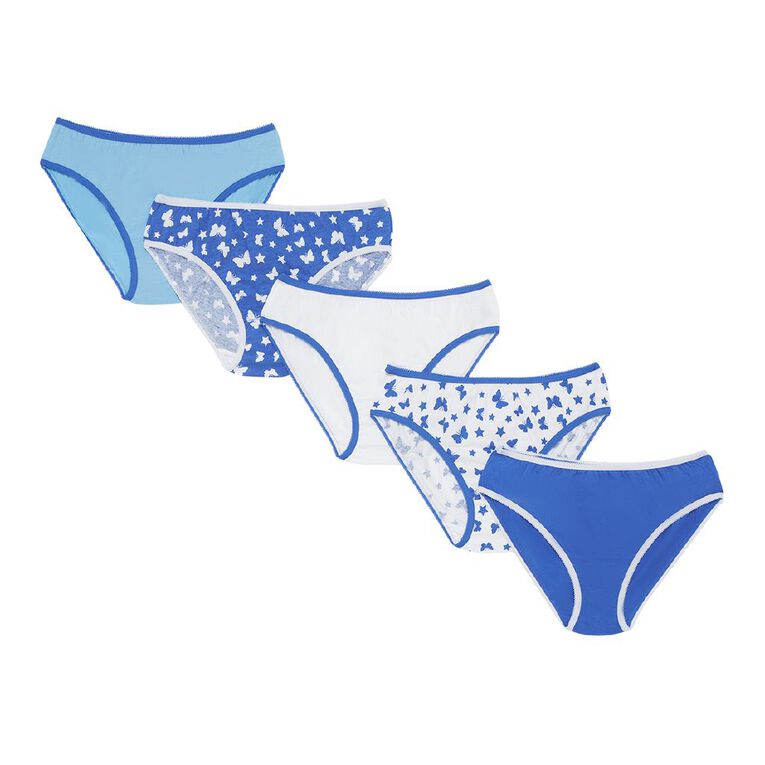 H&H Girls' Briefs 5 Pack, Blue, hi-res