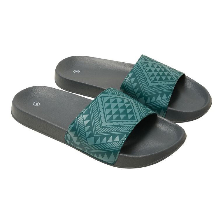 Karanga Ink Women's Artist Collaboration Slides, Green, hi-res