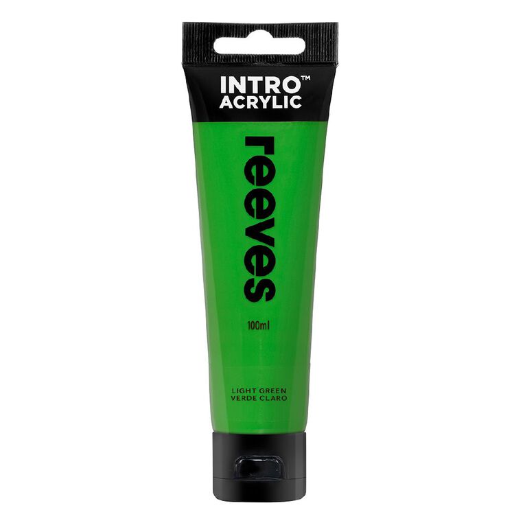 Reeves Intro Acrylic Paint Green Light 100ml, , hi-res