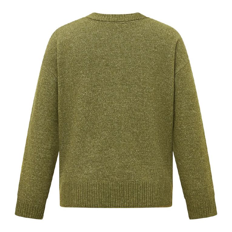 H&H Women's Cosy Oversized Crew Cardigan, Green, hi-res