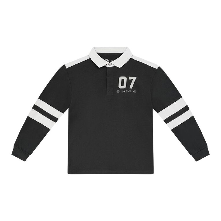 Young Original Long Sleeve Rugby Polo, Grey Dark, hi-res