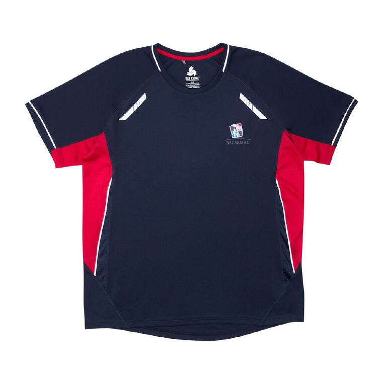 Schooltex Balmoral Intermediate PE Tee with Embroidery, Navy/Red, hi-res