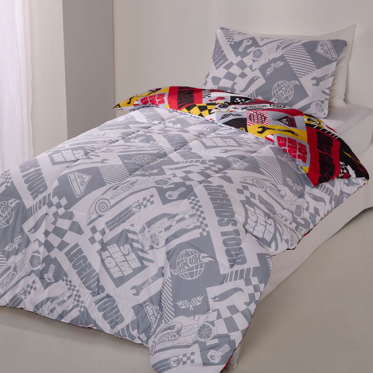 Hot Wheels Comforter Set 2 Piece Multi-Coloured Single, , hi-res