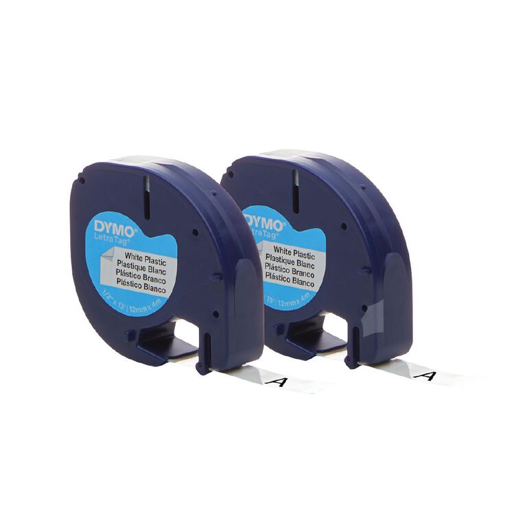 Dymo Letratag Plastic Labels White 2 Pack, , hi-res