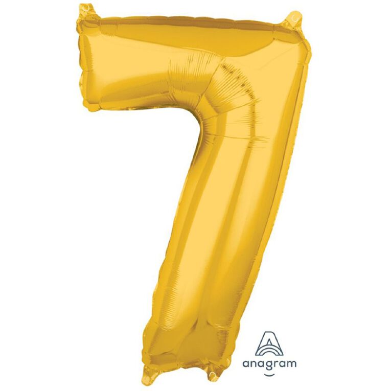 Anagram Mid-Size Shape Gold Number 7 Balloon, , hi-res