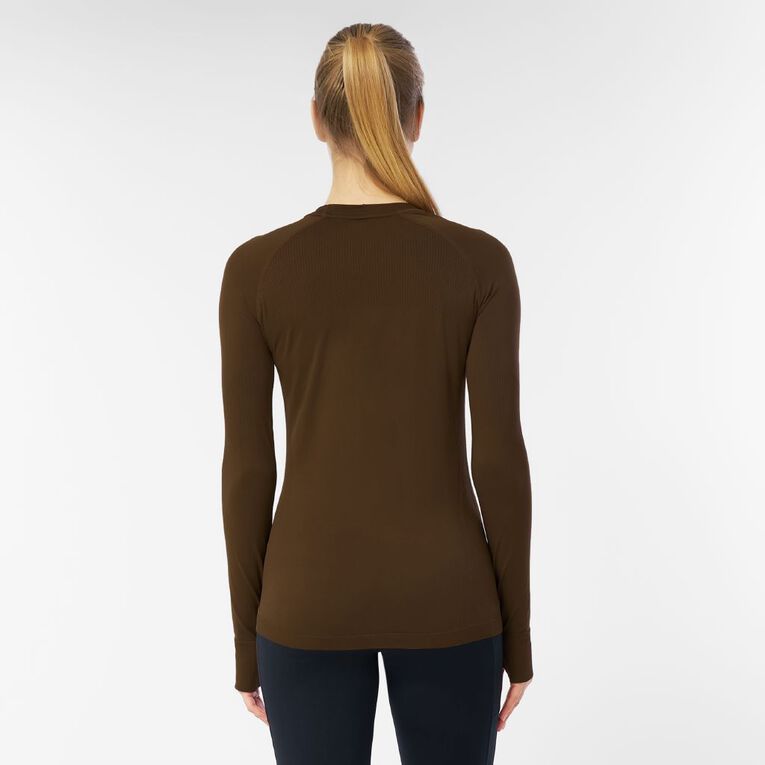 Active Intent Women's Long Sleeve Seamless Top, Brown Mid, hi-res
