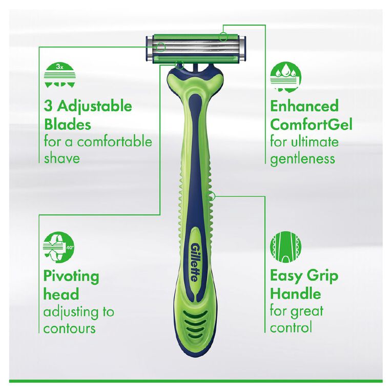 Gillette Sensor 3 Sensitive Disposable Razor 4 Pack, , hi-res