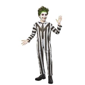 Beetlejuice Child Costume Size 9-10 Black/White