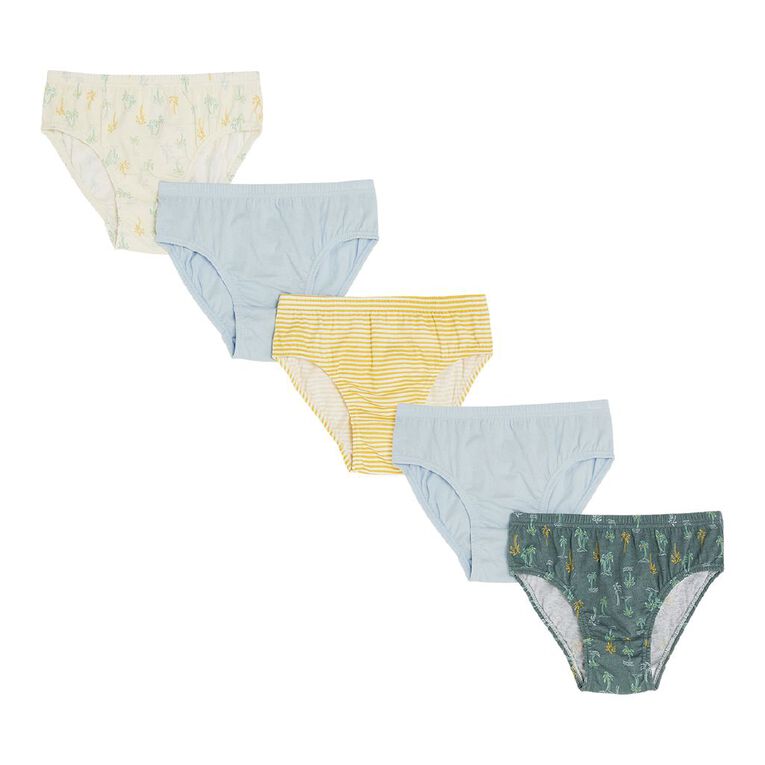 H&H Boys' Printed Briefs 5 Pack, Grey Mid, hi-res