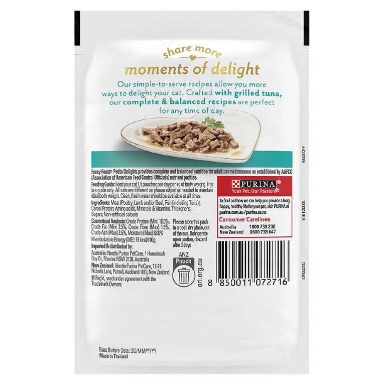 Fancy Feast Petite Delights Tuna Grilled Wet Cat Food Pouch 50g, , hi-res