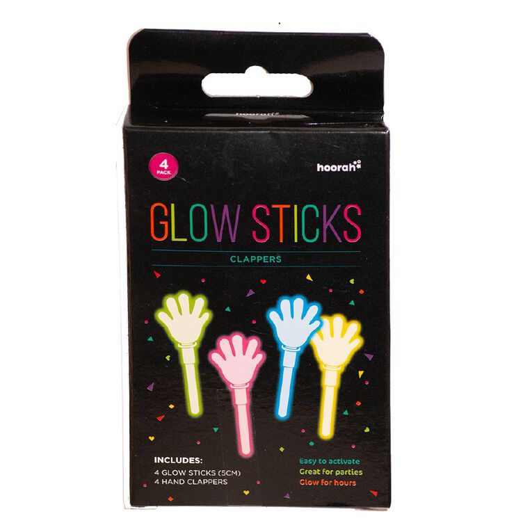 Hoorah Glow Favour Clapper 4 Pack, , hi-res