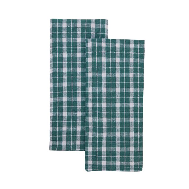Living & Co Tea Towel Check Green, , hi-res