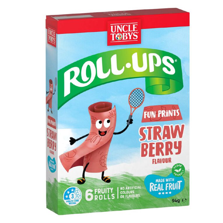 Uncle Tobys Roll-Ups Fun Prints Strawberry 12 x 94g, , hi-res