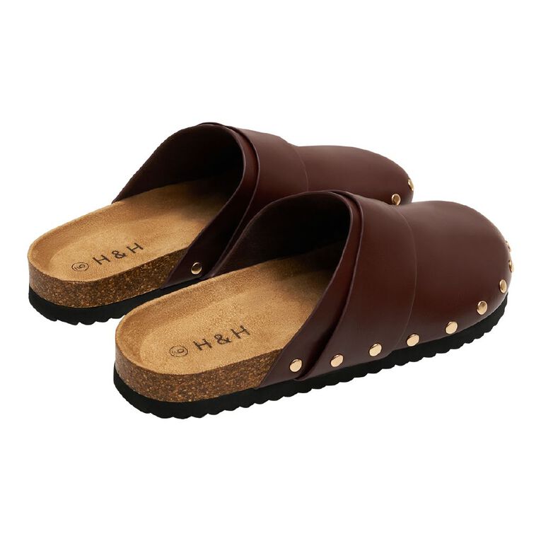 H&H Women's Camilla Slip On Clog, Brown Dark, hi-res